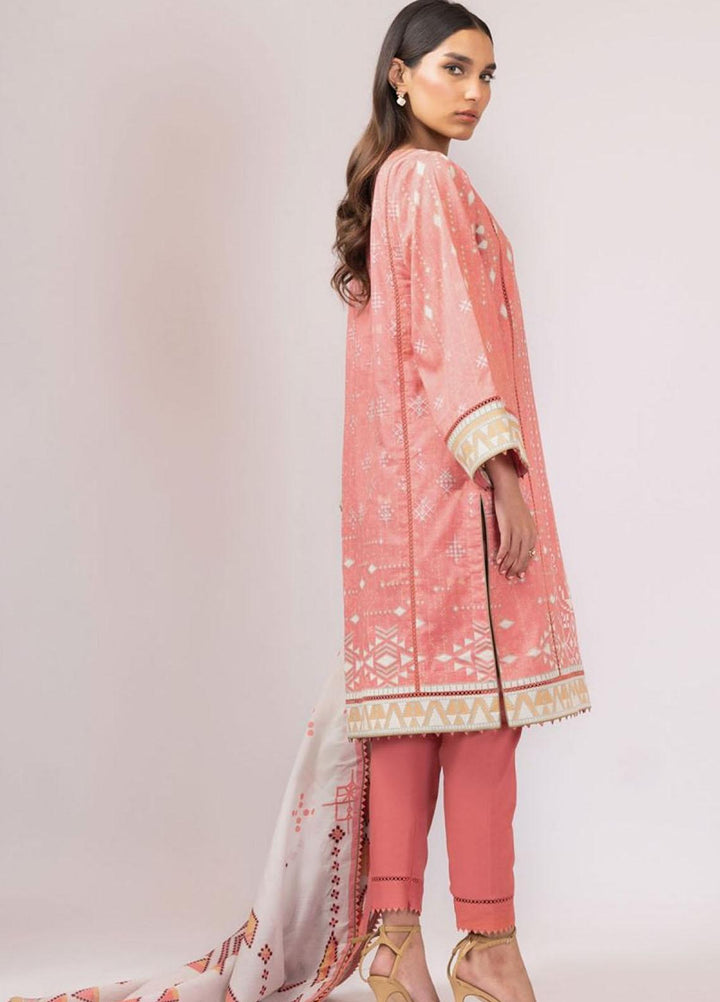 Al Karam Printed Lawn Suits Unstitched 2 Piece AK22S SS-54.1-22 Peach - Summer Collection