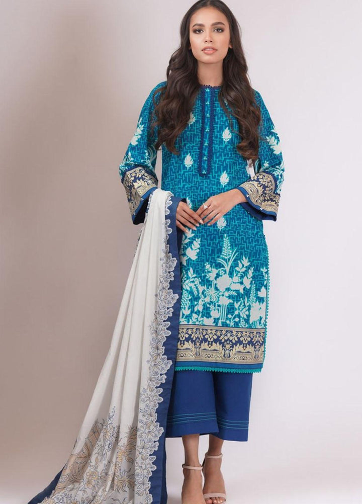 Al Karam Printed Lawn Suits Unstitched 2 Piece AK22S SS-56.1-22 Blue - Summer Collection