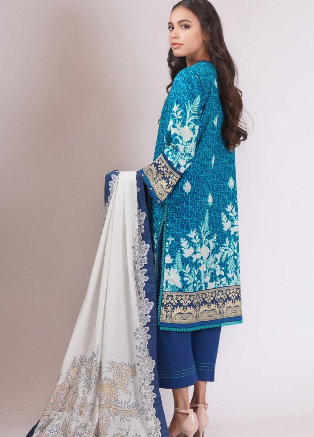 Al Karam Printed Lawn Suits Unstitched 2 Piece AK22S SS-56.1-22 Blue - Summer Collection