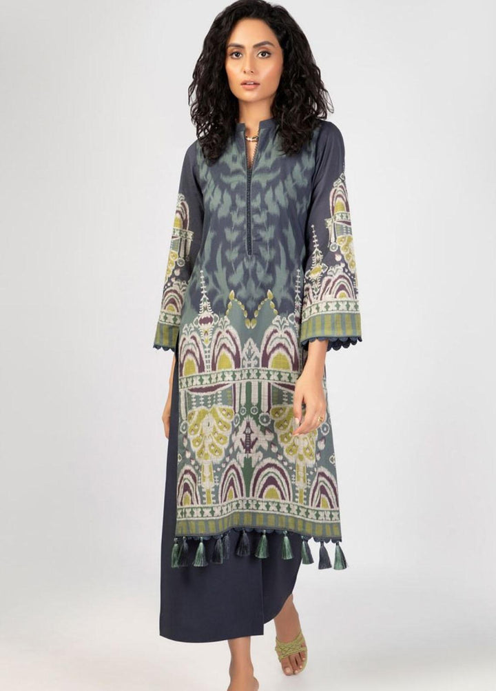 Al Karam Printed Lawn  Unstitched Kurti AK22S SS-57-22 Blue - Summer Collection