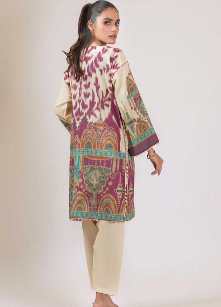 Al Karam Printed Lawn  Unstitched Kurti AK22S SS-57-22 Cream - Summer Collection
