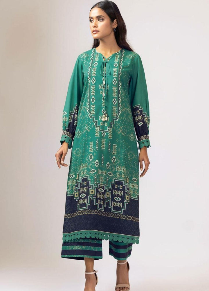 Al Karam Printed Lawn  Unstitched Kurti AK22S SS-57.1-22 Blue - Summer Collection