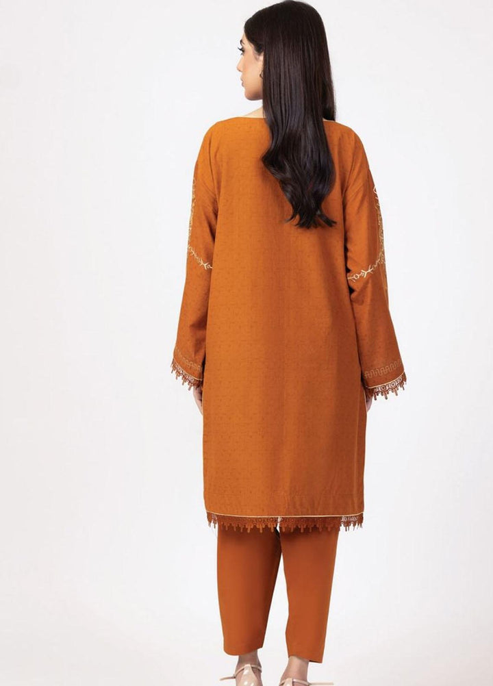 Al Karam Embroidered Dobby  Unstitched Kurti AK22S SS-58.1-22 Rust - Summer Collection