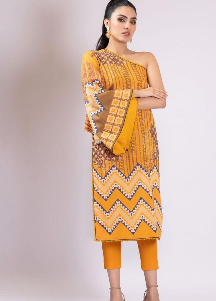 Al Karam Printed Lawn  Unstitched Kurti AK22S SS-59-22 Yellow - Summer Collection