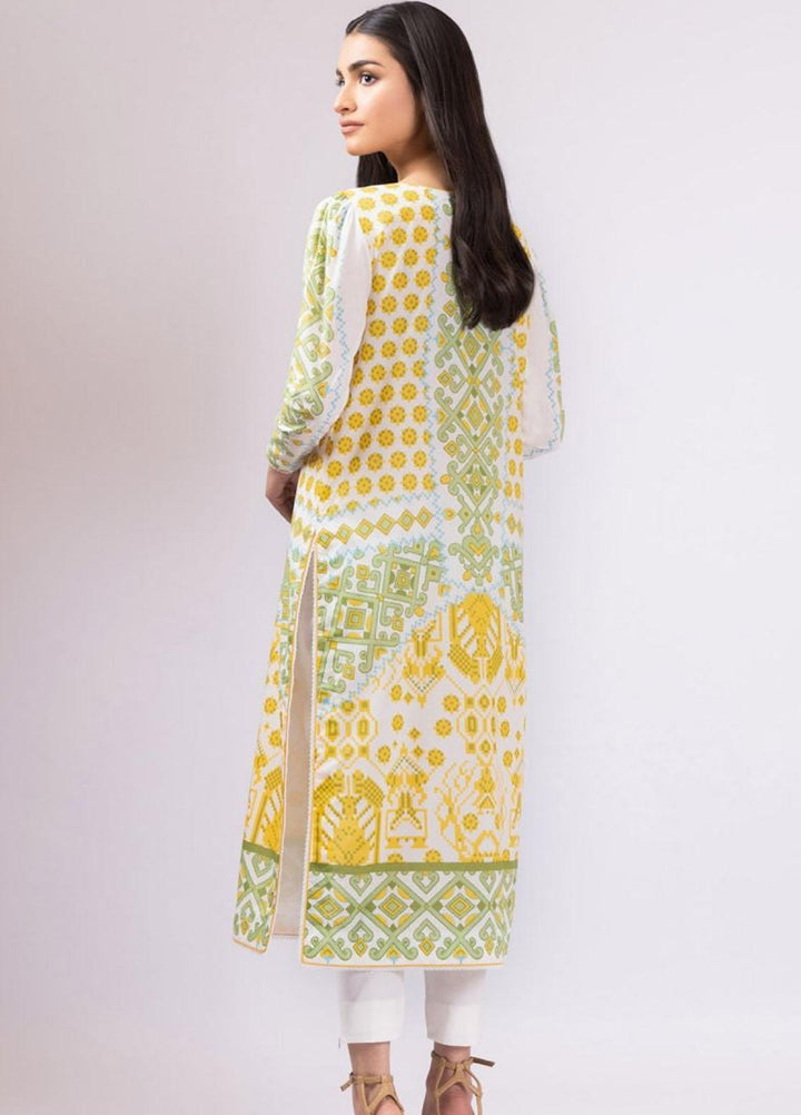 Al Karam Printed Lawn  Unstitched Kurti AK22S SS-60.1-22 Yellow - Summer Collection