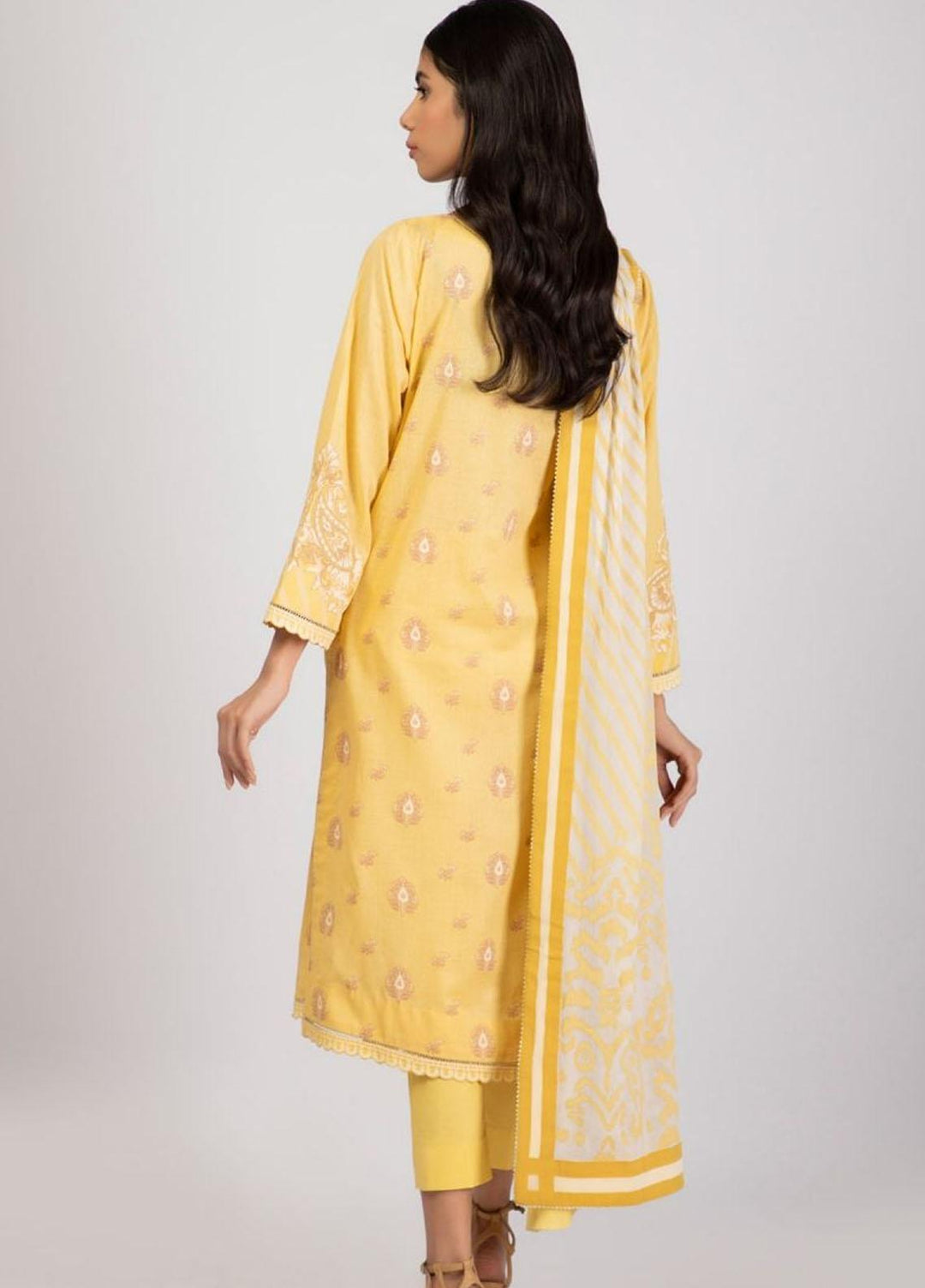 Al Karam Embroidered Lawn Suits Unstitched 3 Piece AK22S SS-8.1-22 Yellow - Summer Collection