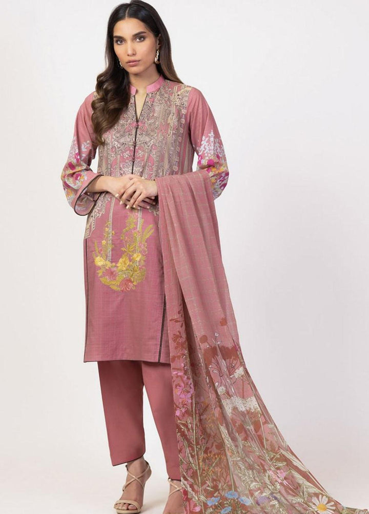 Al Karam Embroidered Lawn Suits Unstitched 3 Piece AK22S SS-9.1-22 Pink - Summer Collection