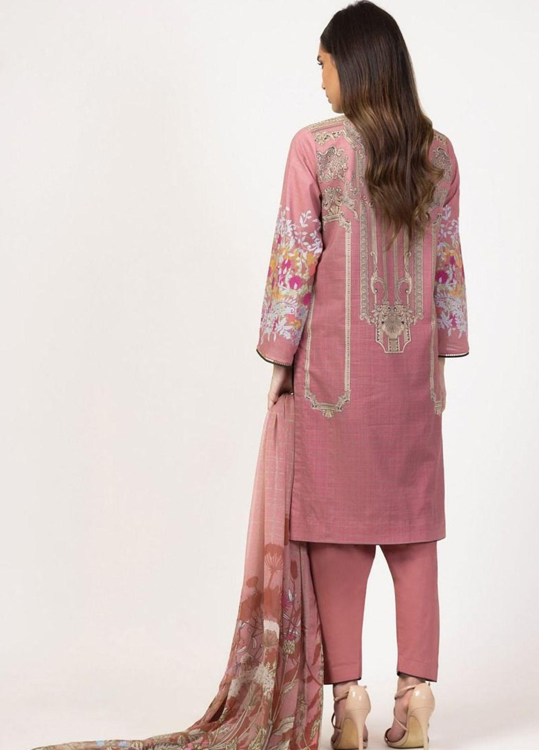 Al Karam Embroidered Lawn Suits Unstitched 3 Piece AK22S SS-9.1-22 Pink - Summer Collection