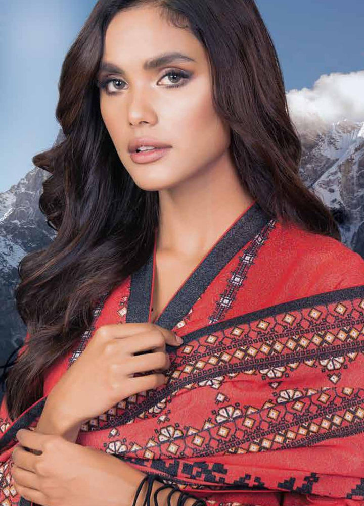 Al Karam Printed Karandi Suits Unstitched 3 Piece AK21W FW-13.1-21 Red - Winter Collection