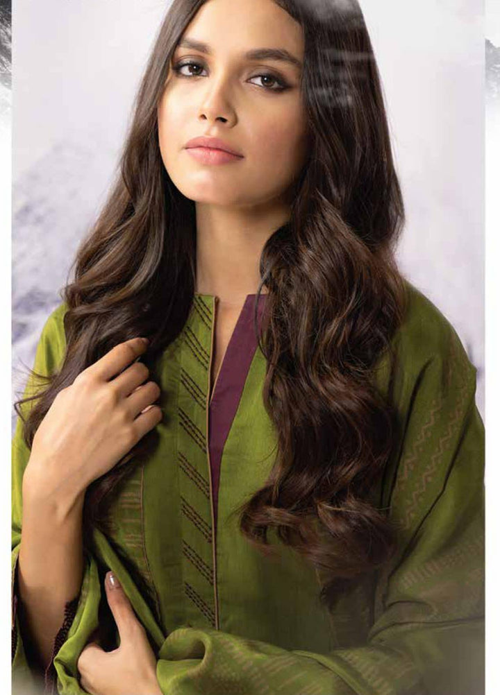 Al Karam Printed Viscose Suits Unstitched 3 Piece AK21W FW-14-21 Lime Green - Winter Collection