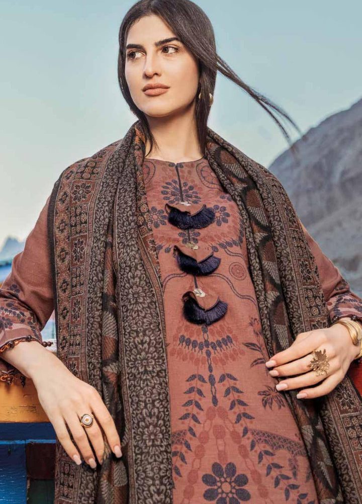 Al Karam Printed Khaddar Suits Unstitched 3 Piece AK21W FW-15-21 Rust - Winter Collection