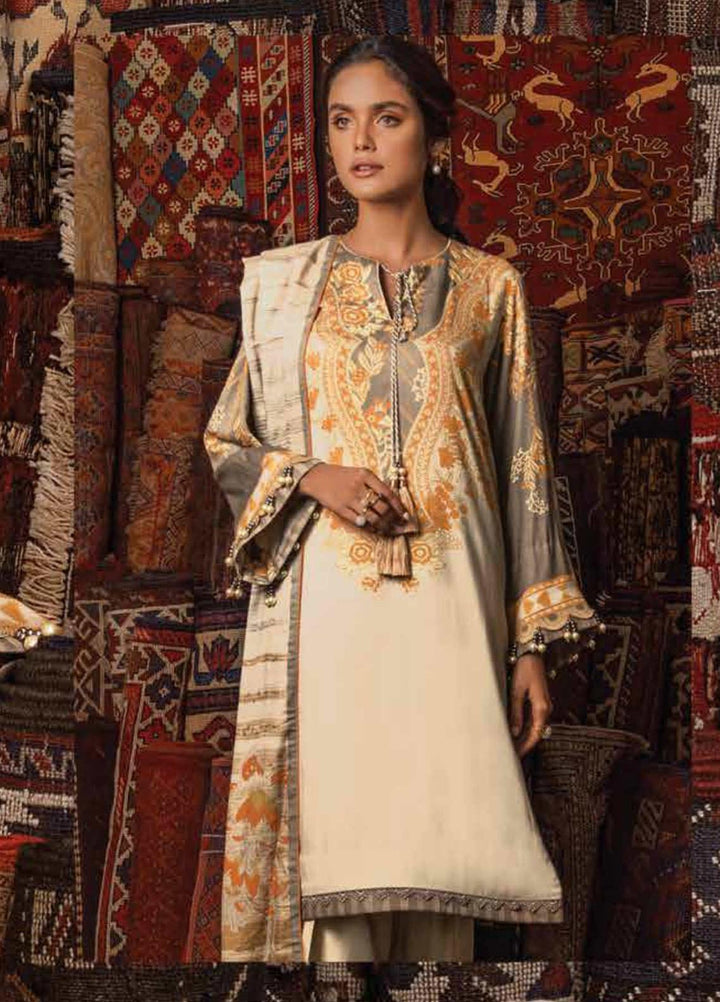 Al Karam Printed Cotail Viscose Suits Unstitched 3 Piece AK21W FW-20.1-21 Beige - Winter Collection