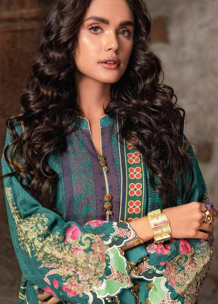 Al Karam Embroidered Khaddar Suits Unstitched 3 Piece AK21W FW-24.1-21 Green - Winter Collection