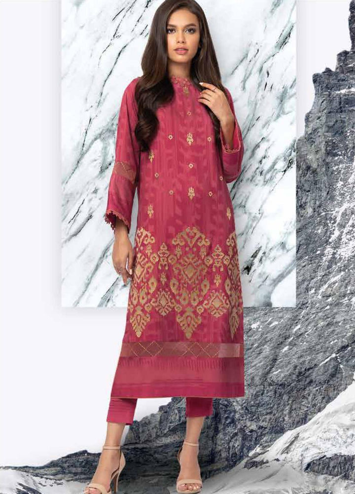Al Karam Embroidered Cotail Viscose Suits Unstitched 2 Piece AK21W FW-28.1-21 Pink - Winter Collection