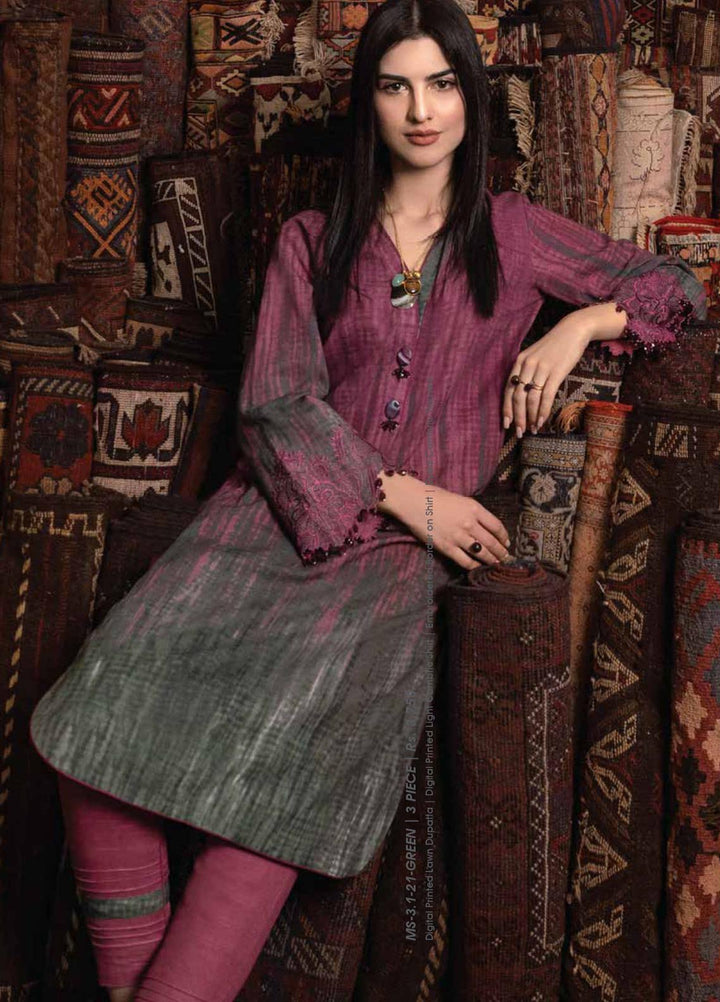 Al Karam Embroidered Khaddar Suits Unstitched 2 Piece AK21W FW-29-21 Pink - Winter Collection