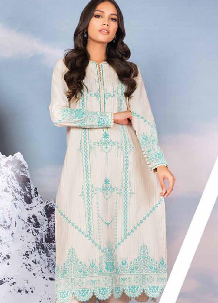 Al Karam Printed Yarn Dyed Suits Unstitched 2 Piece AK21W FW-32.1-21 Cream - Winter Collection
