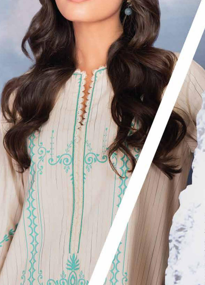 Al Karam Printed Yarn Dyed Suits Unstitched 2 Piece AK21W FW-32.1-21 Cream - Winter Collection