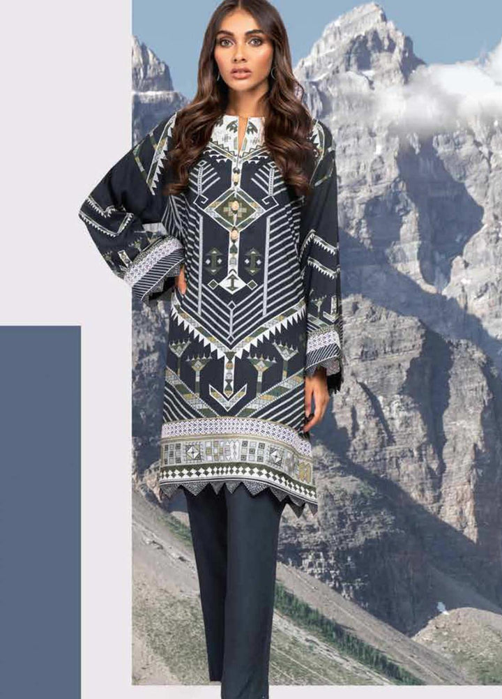 Al Karam Printed Viscose Suits Unstitched 2 Piece AK21W FW-34.1-21 Black - Winter Collection