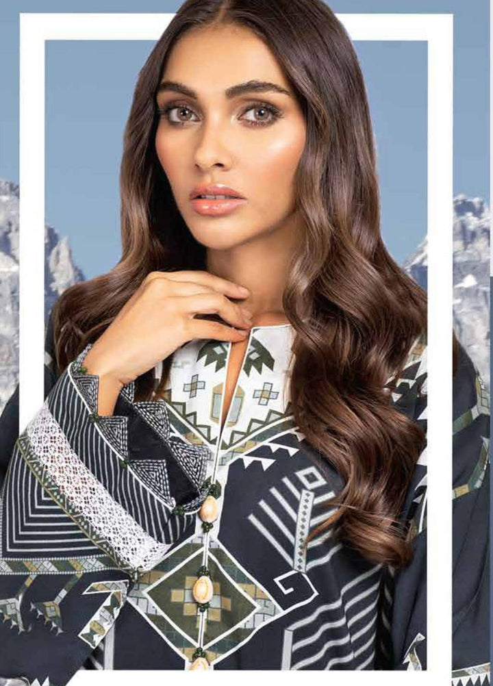 Al Karam Printed Viscose Suits Unstitched 2 Piece AK21W FW-34.1-21 Black - Winter Collection