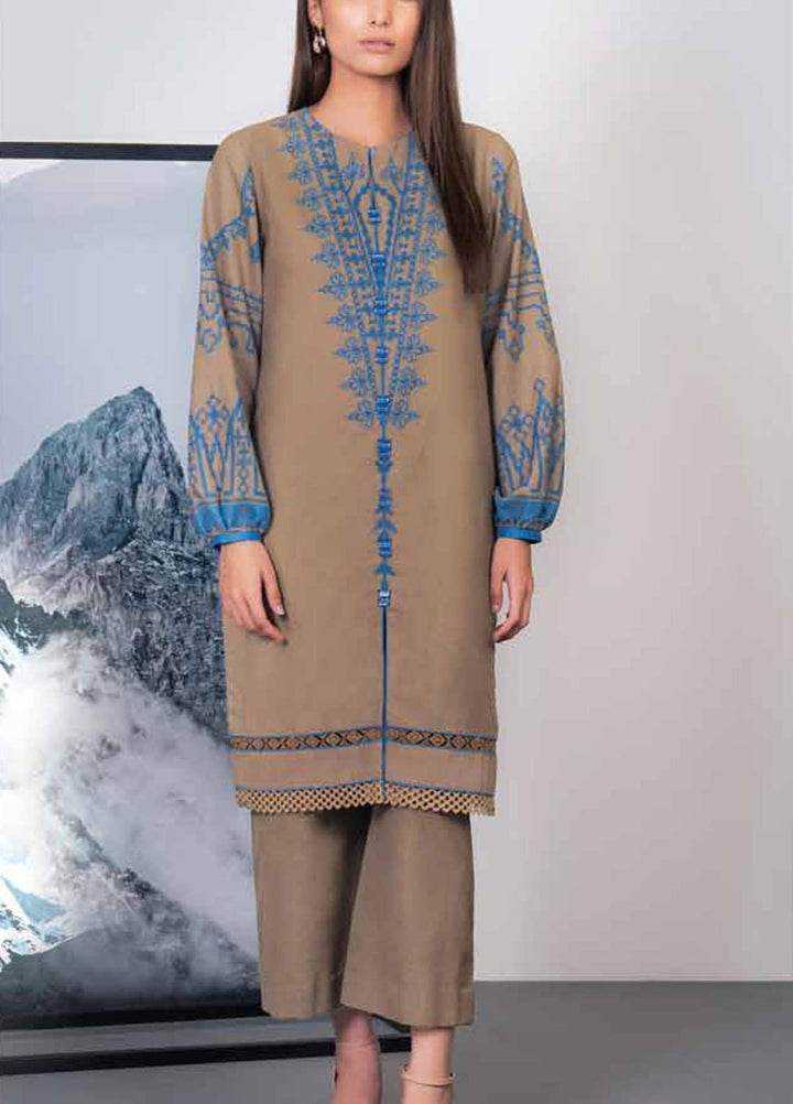 Al Karam Printed Karandi Suits Unstitched 2 Piece AK21W FW-37.1-21 Beige - Winter Collection