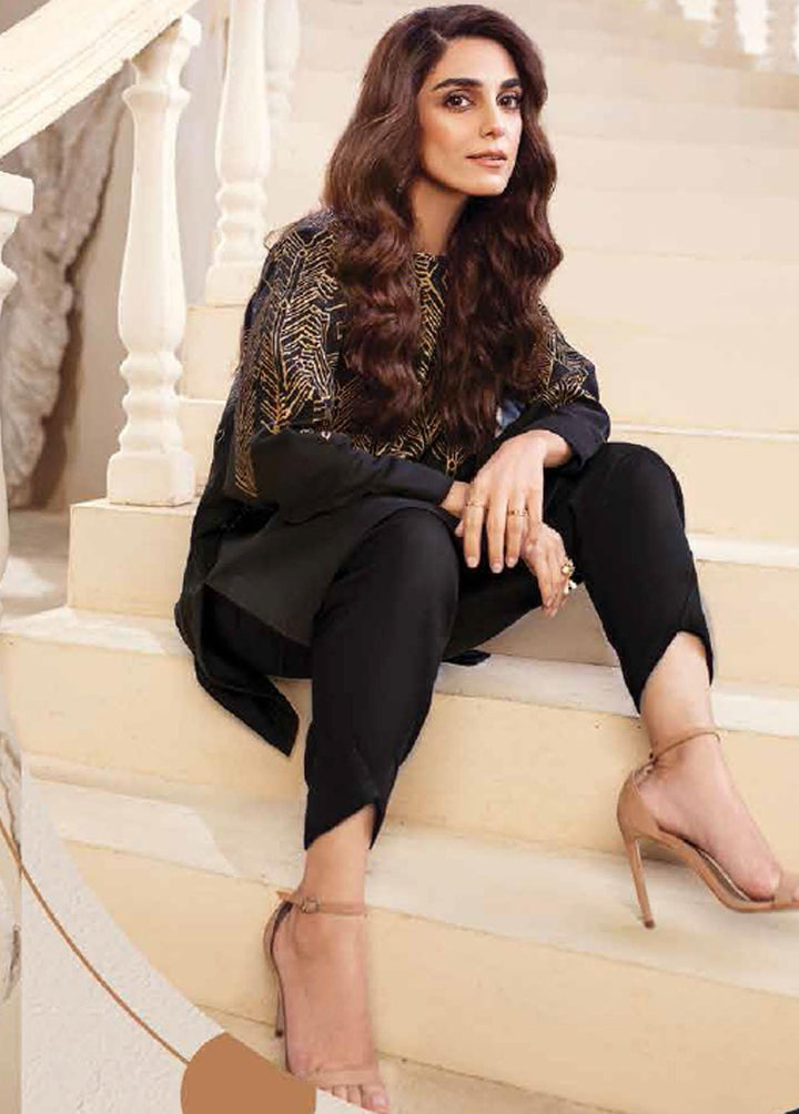 Al Karam Printed Khaddar Suits Unstitched 2 Piece AK22W FW-42.1-22-Black - Winter Collection