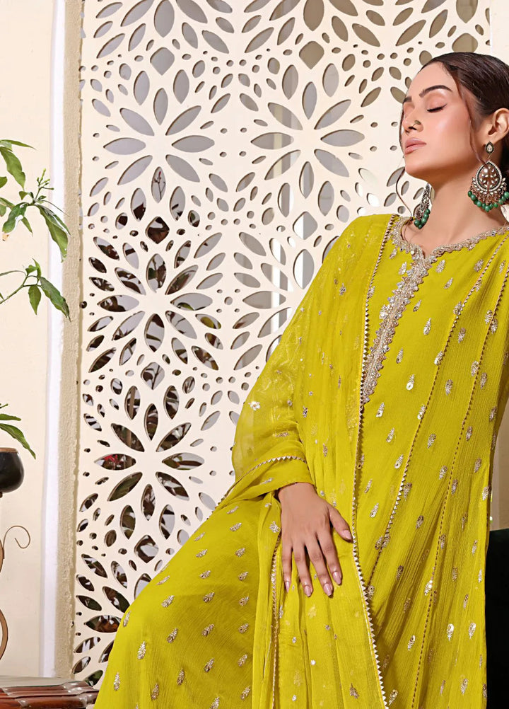Al Siyaab Pret Embroidered Chiffon 3 Piece Suit Bahaar Dhaani