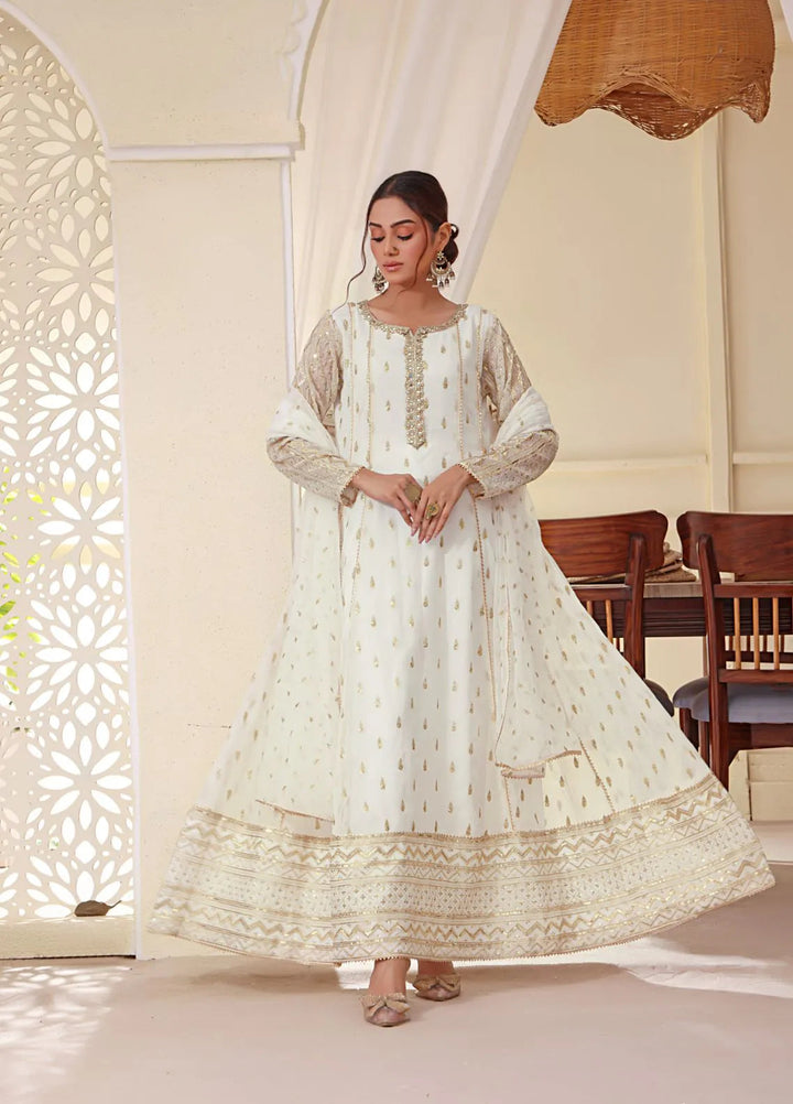 Al Siyaab Pret Embroidered Chiffon 3 Piece Suit Bahaar White