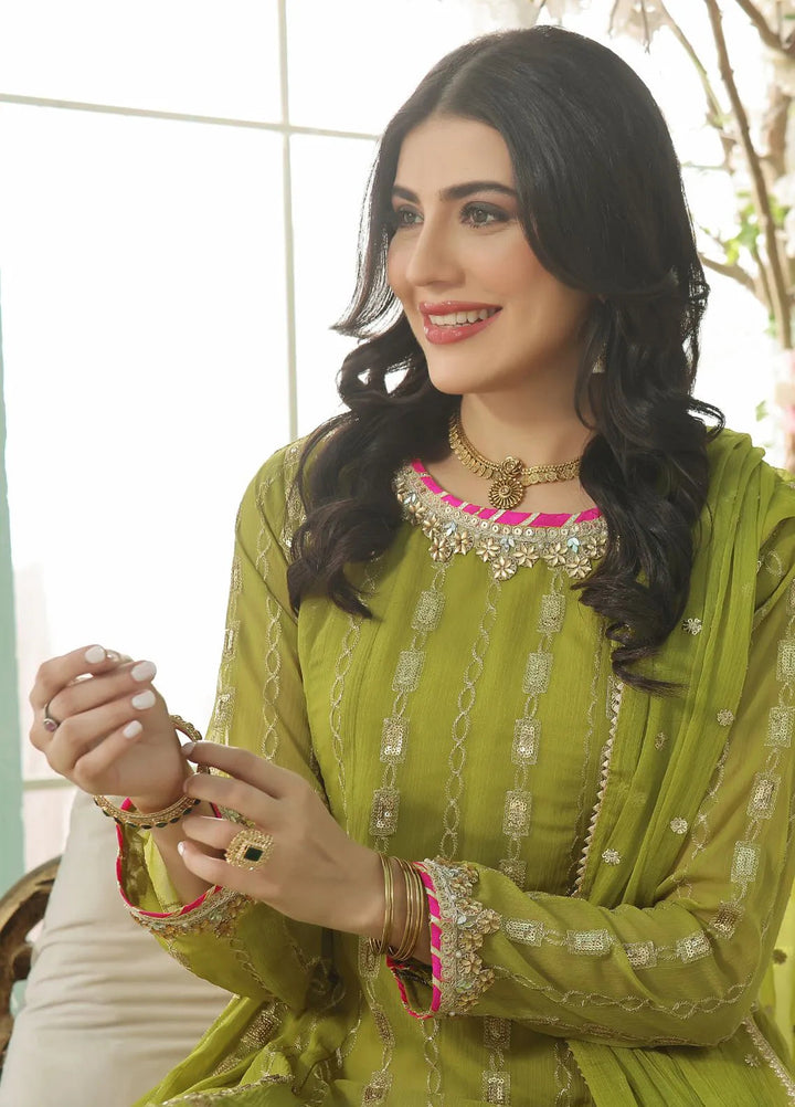 Al Siyaab Pret Embroidered Chiffon 3 Piece Suit Gulaal Dhaani