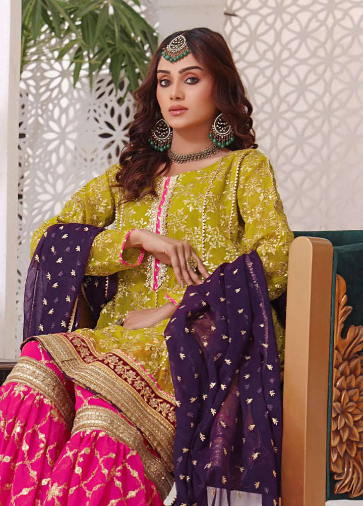 Al Siyaab Pret Embroidered Chiffon 3 Piece Suit Zeena Dhaani