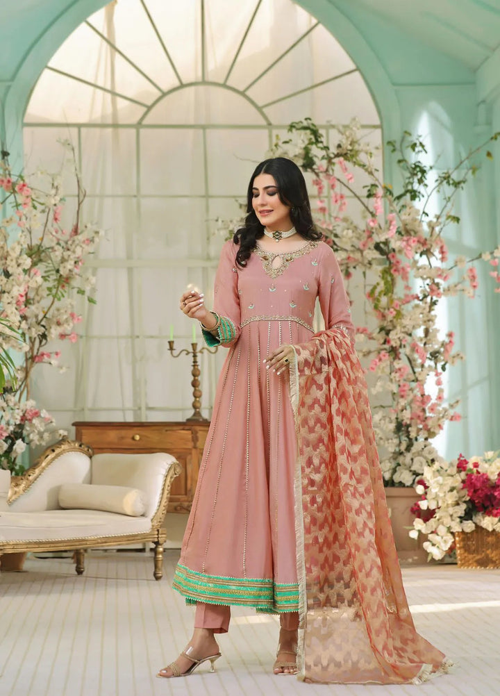 Al Siyaab Pret Embroidered Cotton Silk 3 Piece Suit Heer Tea Pink