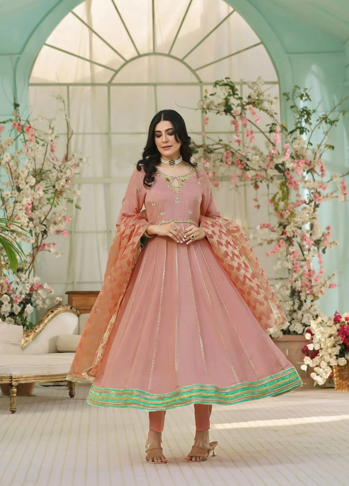 Al Siyaab Pret Embroidered Cotton Silk 3 Piece Suit Heer Tea Pink