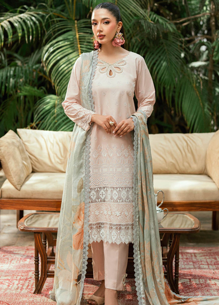 Al Zohaib Embroidered Schiffly Suits Unstitched 3 Piece AZ25LK D-03 - Summer Collection