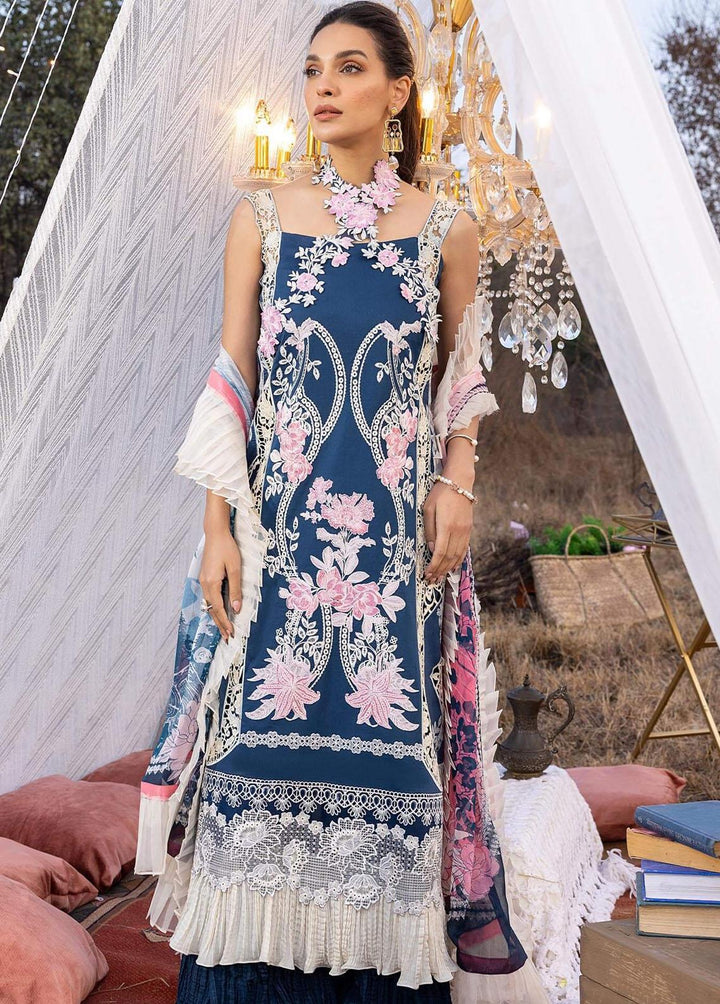 Aleyna By Asifa & Nabeel Embroidered Lawn Suits Unstitched 3 Piece AN23A ASL-03 Blue Bell - Summer Collection