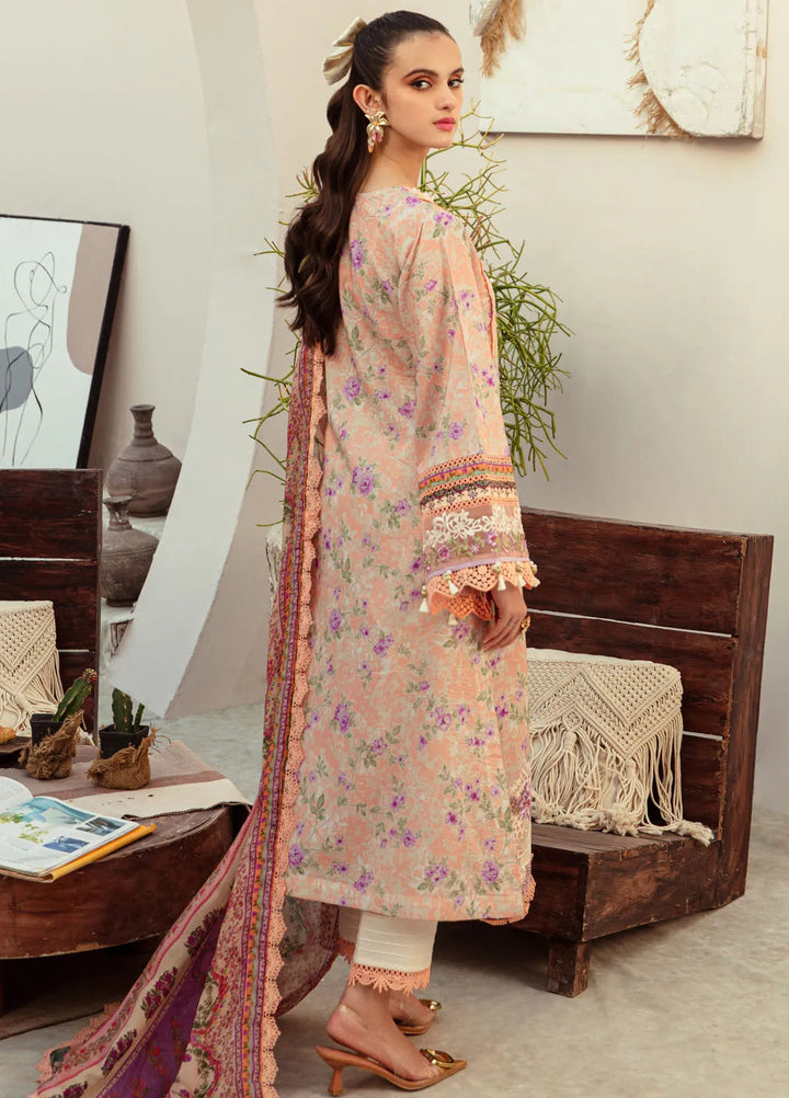 Alif Affordable by Ajr Embroidered Lawn Suit Unstitched 3 Piece AJR24AA AFL-07 Coral Blush - Summer Collection