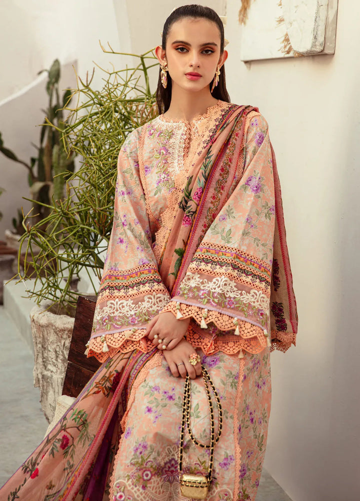 Alif Affordable by Ajr Embroidered Lawn Suit Unstitched 3 Piece AJR24AA AFL-07 Coral Blush - Summer Collection