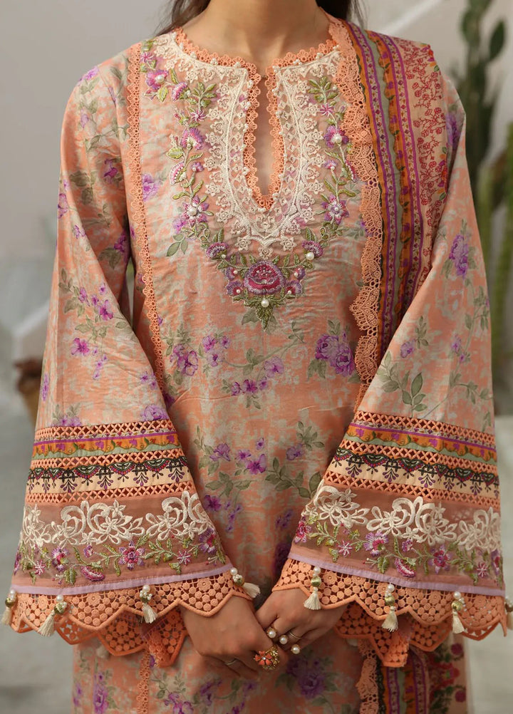 Alif Affordable by Ajr Embroidered Lawn Suit Unstitched 3 Piece AJR24AA AFL-07 Coral Blush - Summer Collection
