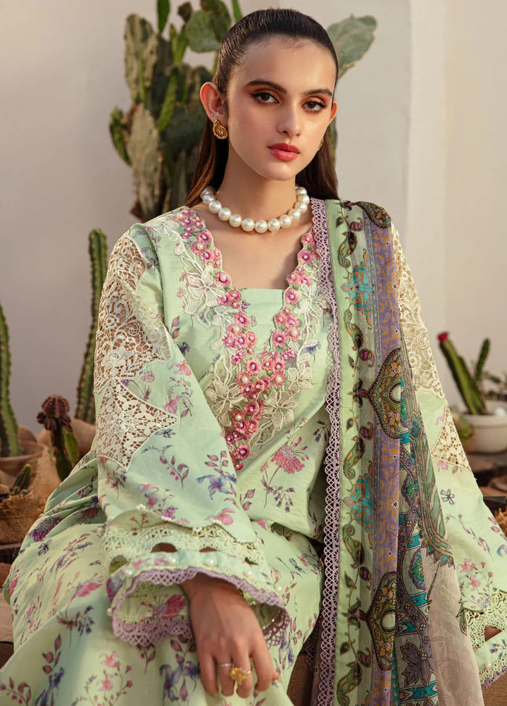 Alif Affordable by Ajr Embroidered Lawn Suit Unstitched 3 Piece AJR24AA AFL-08 Mint Magic - Summer Collection