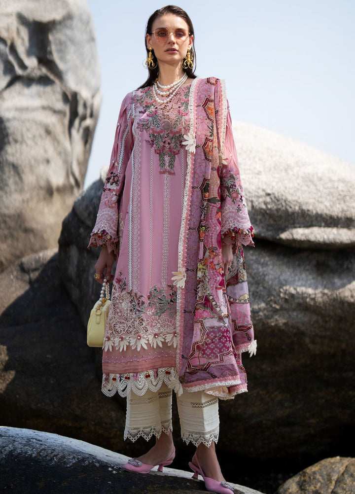 Alif by AJR Couture Embroidered Lawn Suits Unstitched 3 Piece AJR24AL ASL-04 Rosy - Luxury Summer Collection