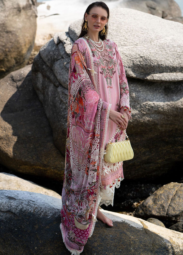 Alif by AJR Couture Embroidered Lawn Suits Unstitched 3 Piece AJR24AL ASL-04 Rosy - Luxury Summer Collection