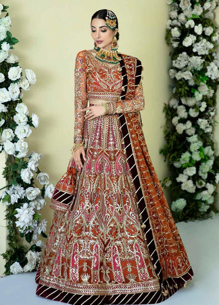 Alif By AJR Couture Embroidered Net Suits Unstitched 3 Piece AJR21WD 01 Down Rose - Wedding Collection