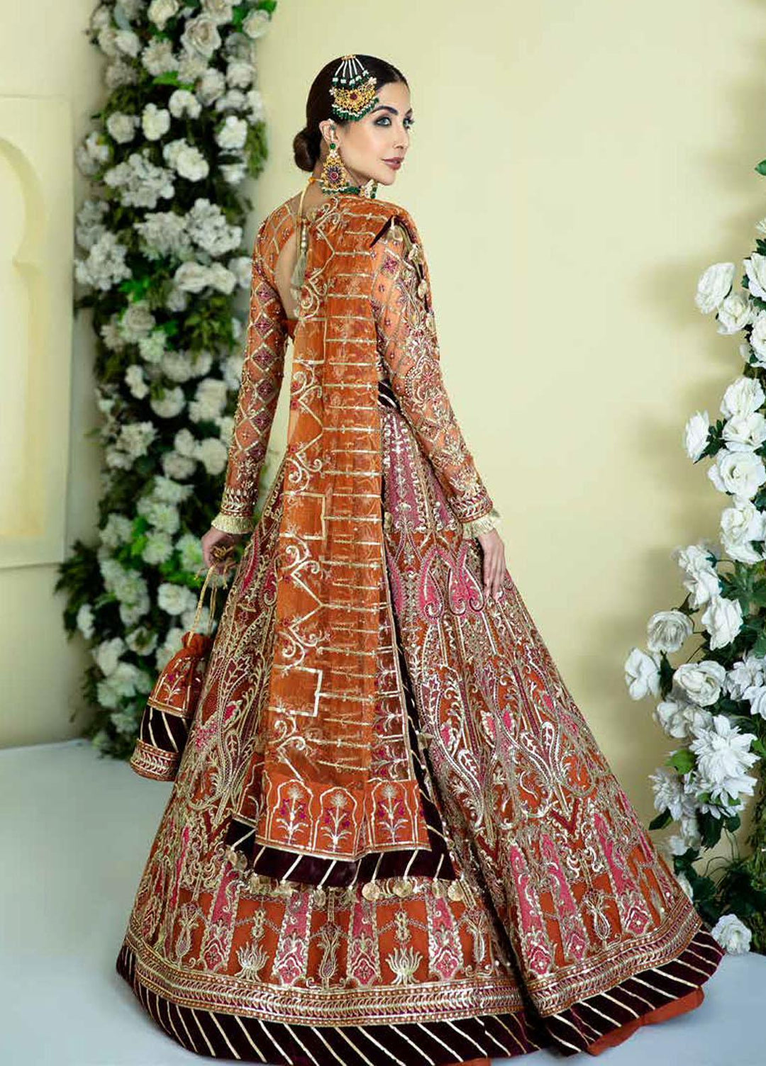 Alif By AJR Couture Embroidered Net Suits Unstitched 3 Piece AJR21WD 01 Down Rose - Wedding Collection