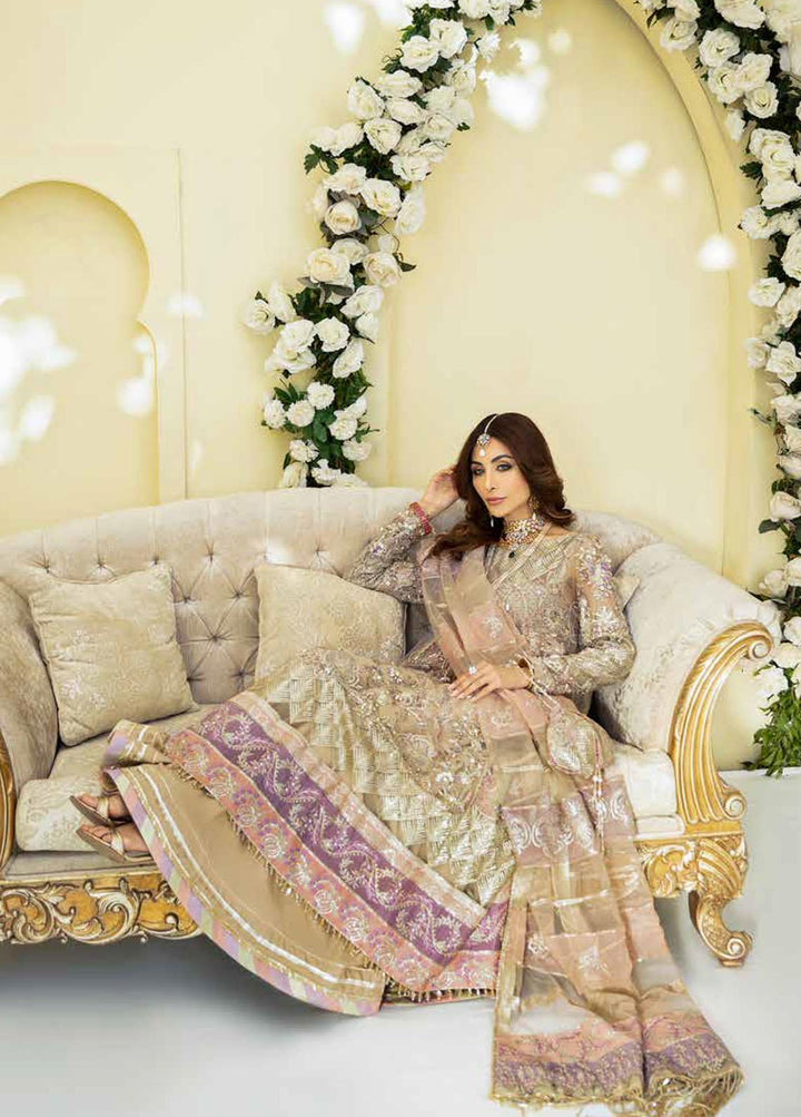 Alif By AJR Couture Embroidered Net Suits Unstitched 3 Piece AJR21WD 06 Golden Spirit - Wedding Collection