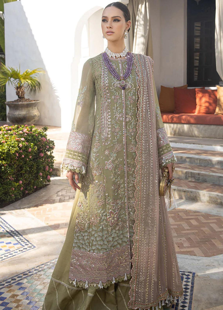 Alif By AJR Couture Embroidered Chiffon Suits Unstitched 4 Piece AJR23AL ALC-01 Forest Fleur - Luxury Collection