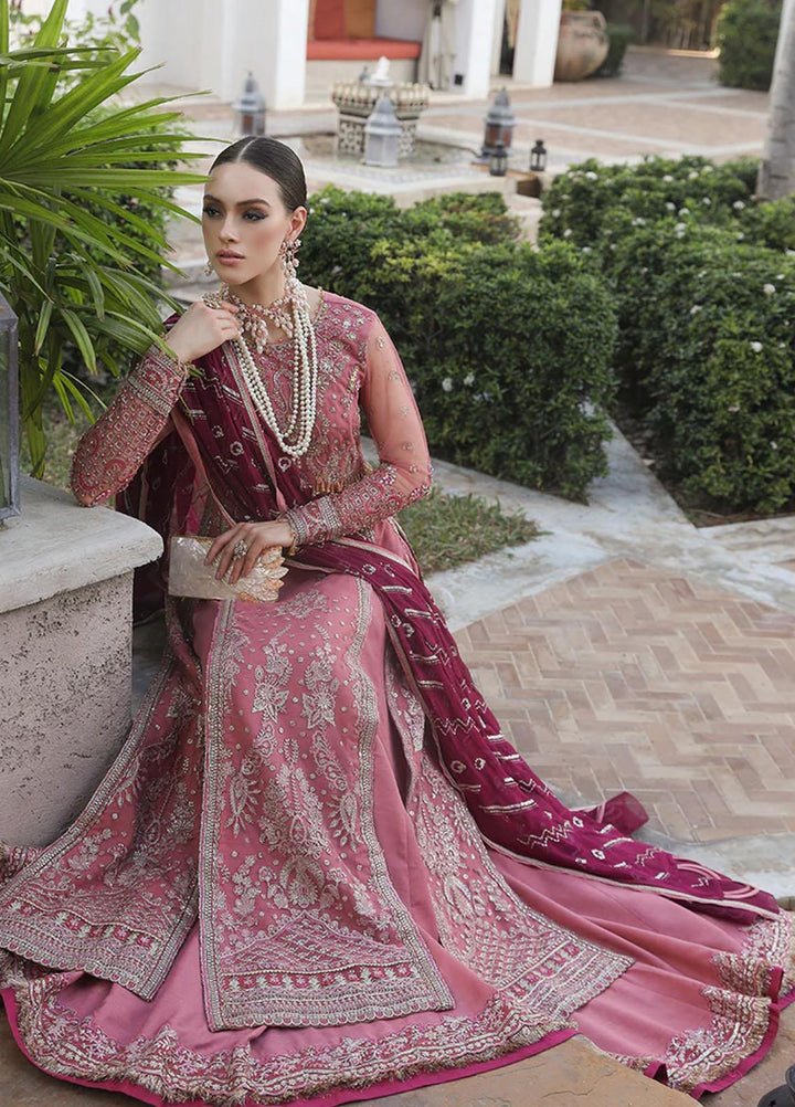 Alif By AJR Couture Embroidered Net Suits Unstitched 4 Piece AJR23AL ALC-06 Pink Oasis - Luxury Collection