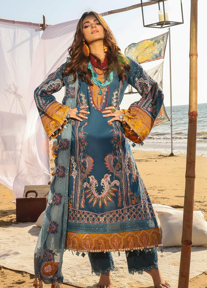 Alif by AJR Couture Embroidered Lawn Suits Unstitched 3 Piece AJR21A ALL-07 BLUE BELL - Summer Collection