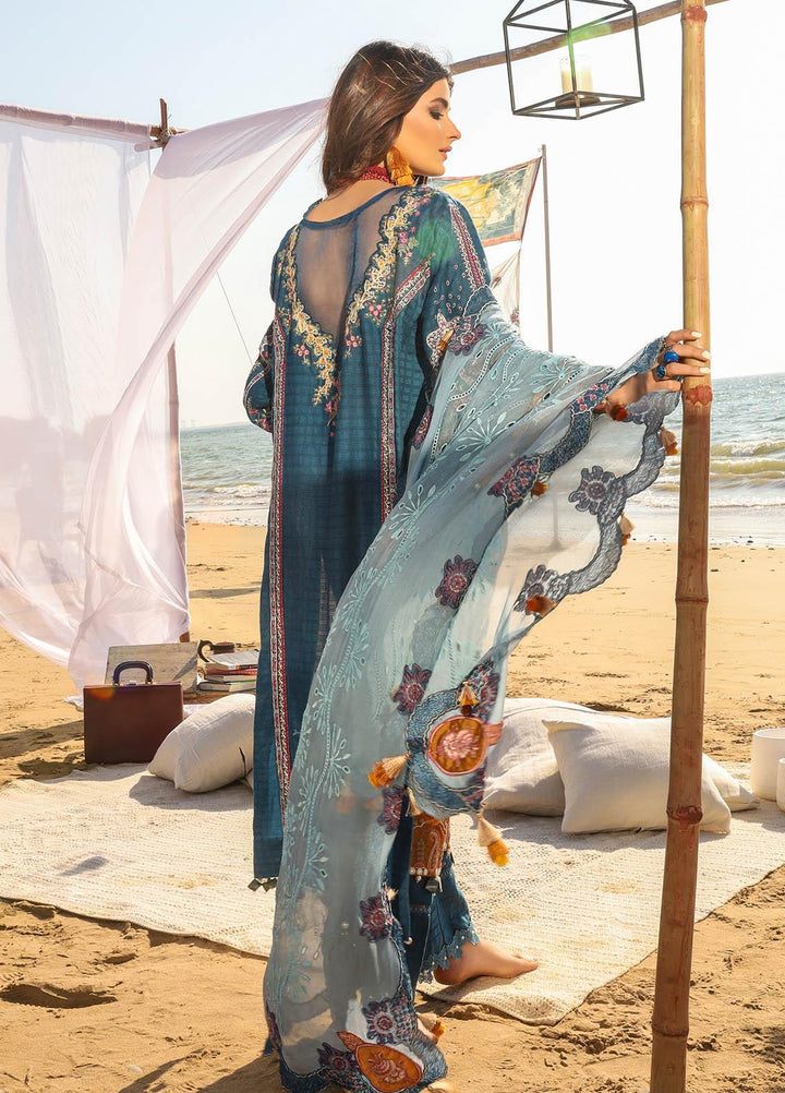 Alif by AJR Couture Embroidered Lawn Suits Unstitched 3 Piece AJR21A ALL-07 BLUE BELL - Summer Collection