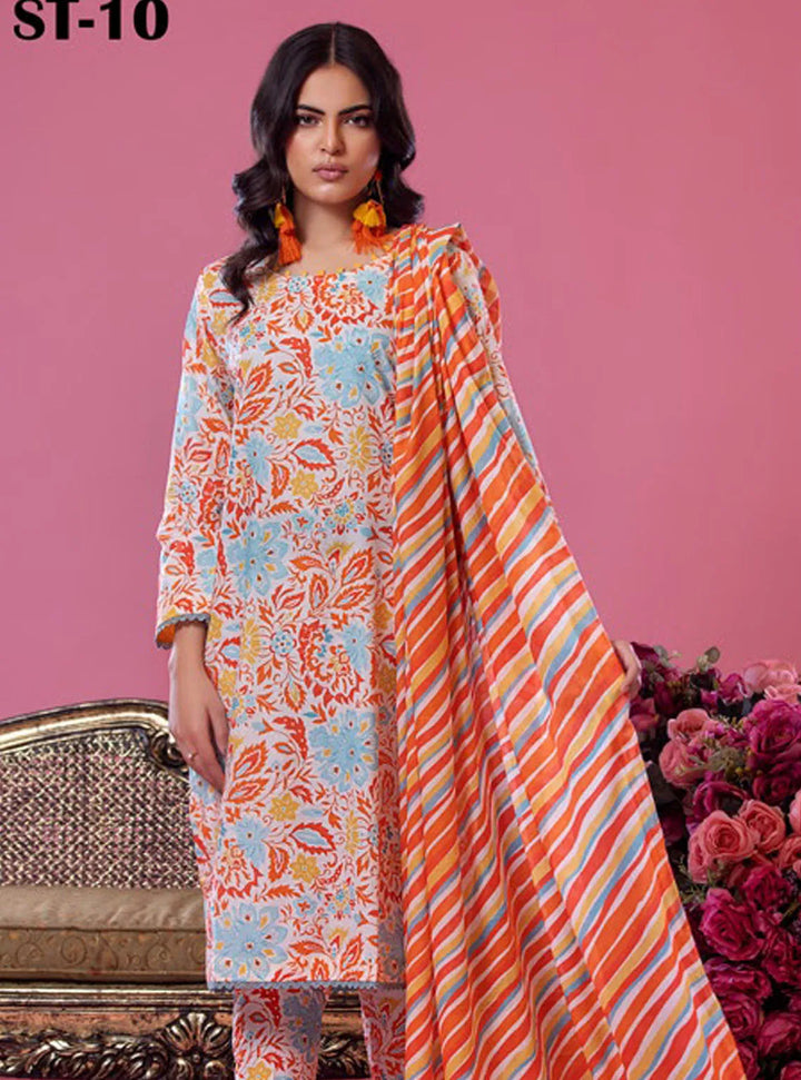Alisha by Shariq Textiles Printed Lawn Suit Unstitched 3 Piece SQT24A ST-10 - Summer Collection