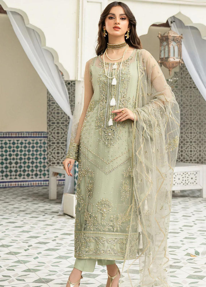 Andaz-e-Khas By Resham Ghar Embroidered Net Suits Unstitched 3 Piece RG22AK MAHAROH - Luxury Collection