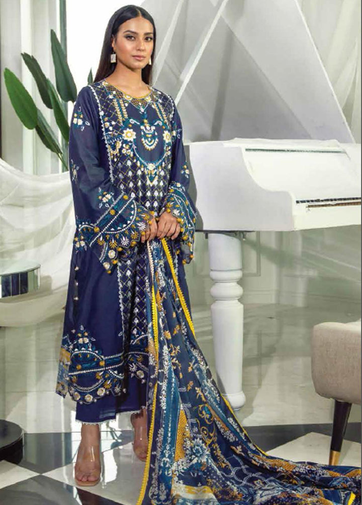 Ansab Jahangir Embroidered Lawn Suits Unstitched 3 Piece ANJ22ZL AJL22-01 - Summer Luxury Collection