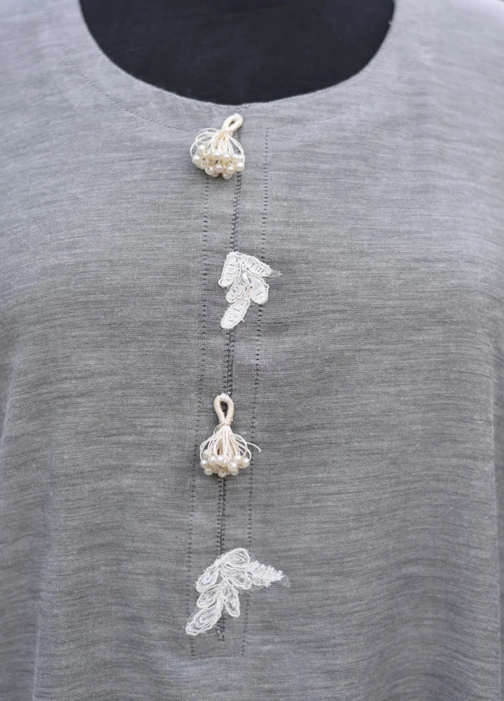 Artistic Wear Pret Appliqued Irish Lawn 2 Piece Suit Cement Grey Moonlight